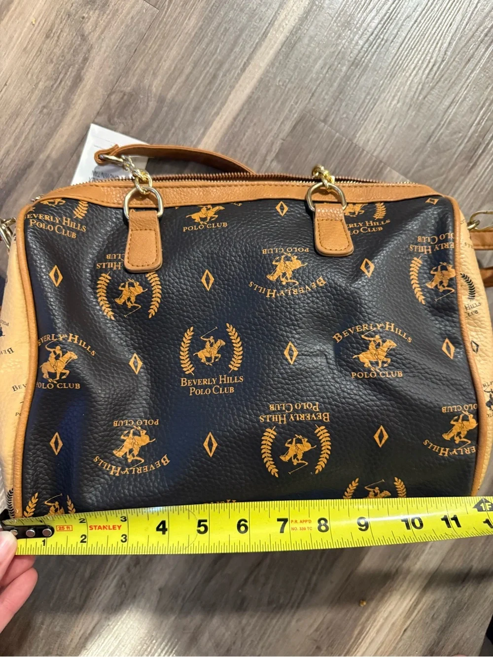 NWT Beverly Hills Polo Club Brown Monogram Satchel Crossbody Handbag
